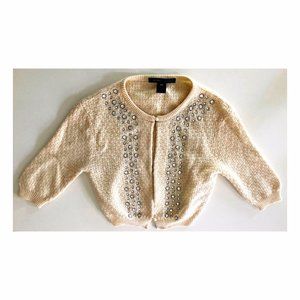 Marc Jacobs Cropped Rhinestone Cardigan (Creme)